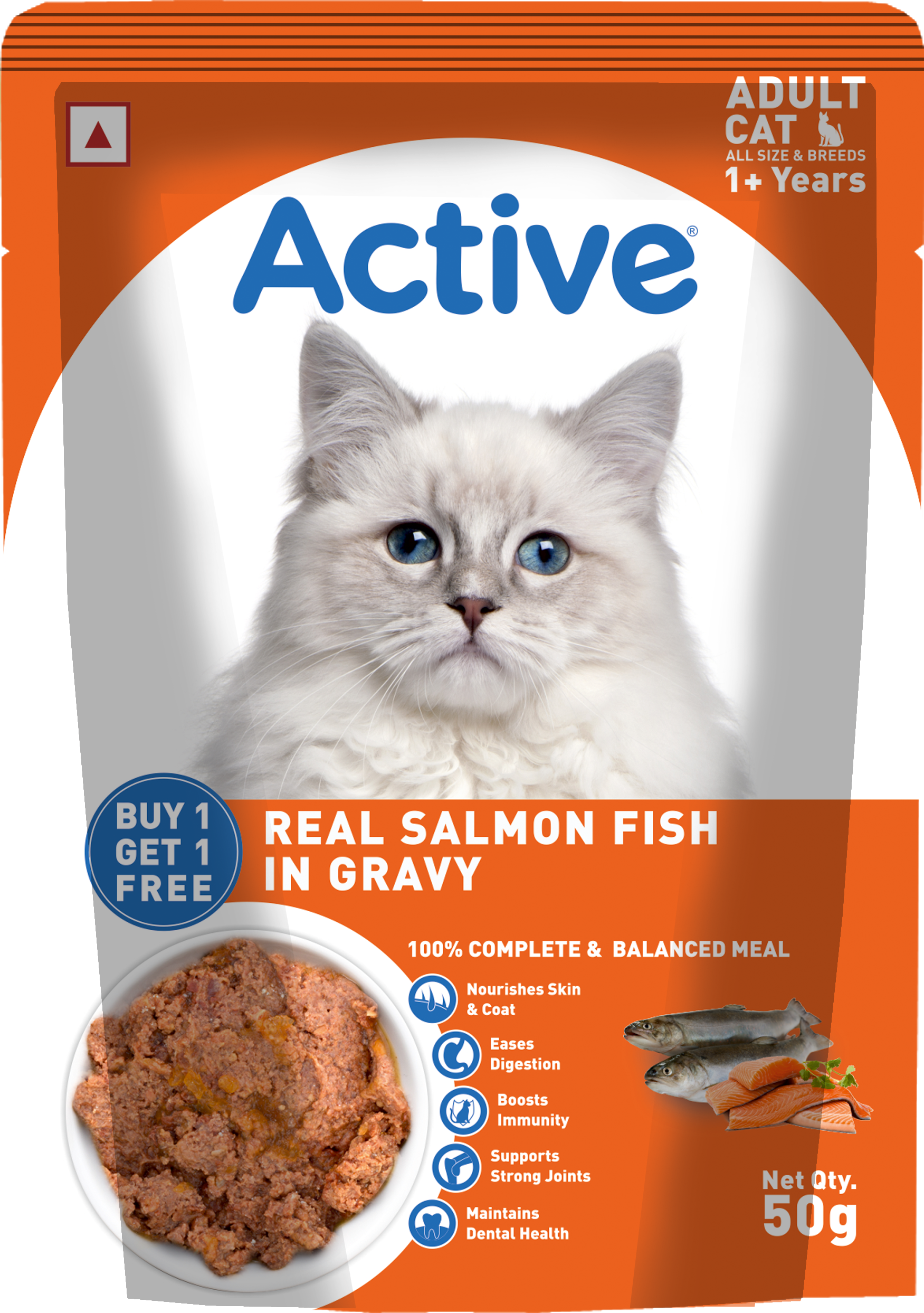 Active Real Salmon Fish in Gravy Adult Cat Wet Food ( Buy 1 Get 1 ) Cats-Wet Food Active