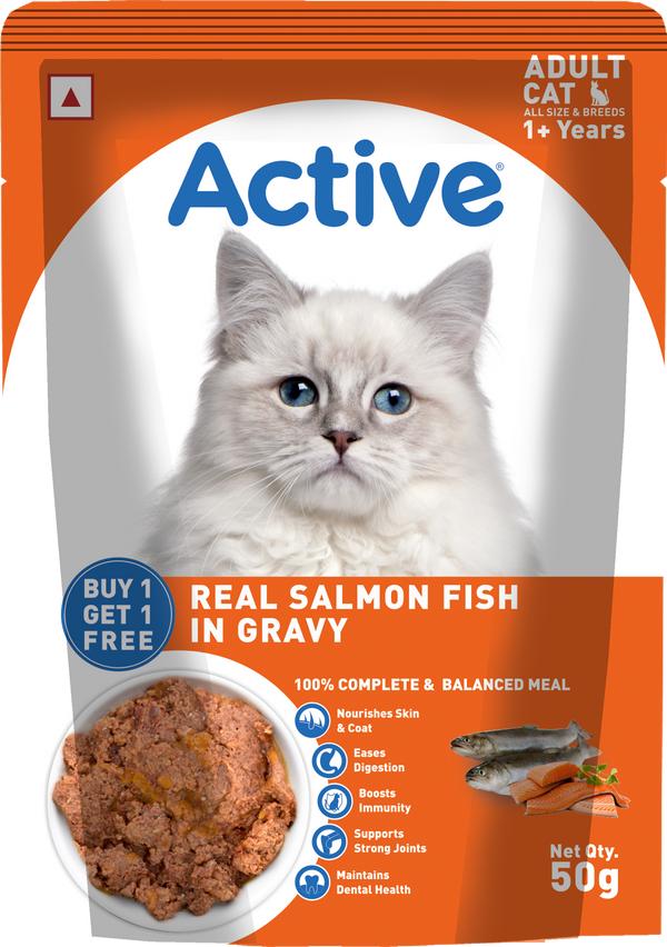 Active Real Salmon Fish in Gravy Adult Cat Wet Food ( Buy 1 Get 1 )