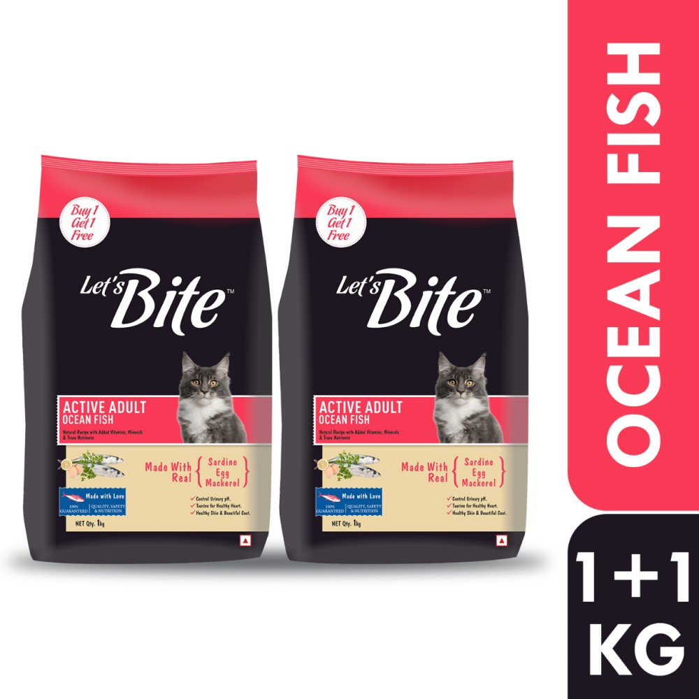 Buy Let s Bite Active Adult Ocean Fish Dry Cat Food Buy 1 Get 1 Free Online Supertails