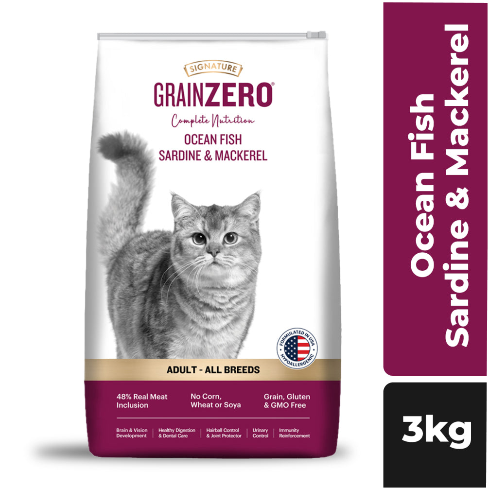 Signature Grain Zero Ocean Fish, Sardine and Mackerel Adult Cat Dry Food