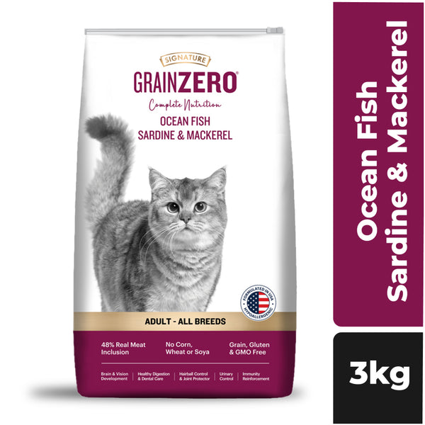 Signature Grain Zero Ocean Fish, Sardine and Mackerel Adult Cat Dry Food