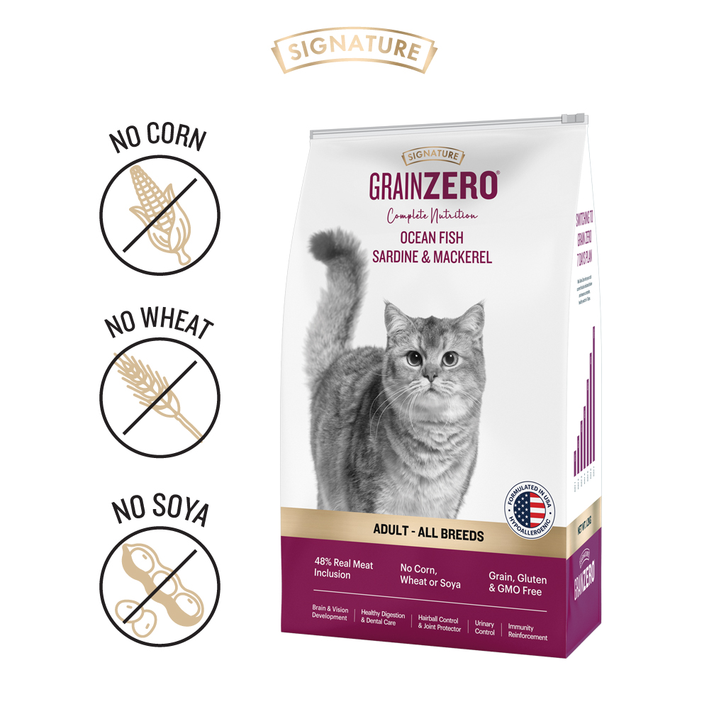 Signature Grain Zero Ocean Fish, Sardine and Mackerel Adult Cat Dry Food