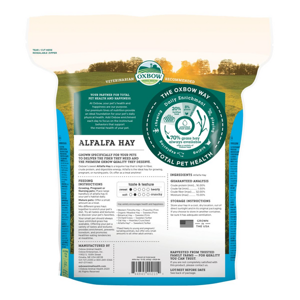 Oxbow Alfalfa Hay Dry Food for Rabbits and Guinea Pigs