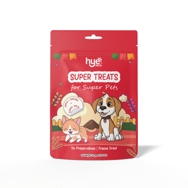 HYE Pets Freeze Dried Treats with Camel Milk, Apple and Banana for Dogs and Cats