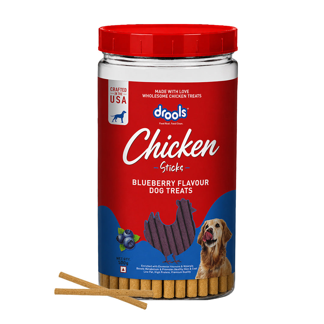Drools Blueberry Flavour Chicken Sticks Treat for Dogs Dog Treats + Others Drools