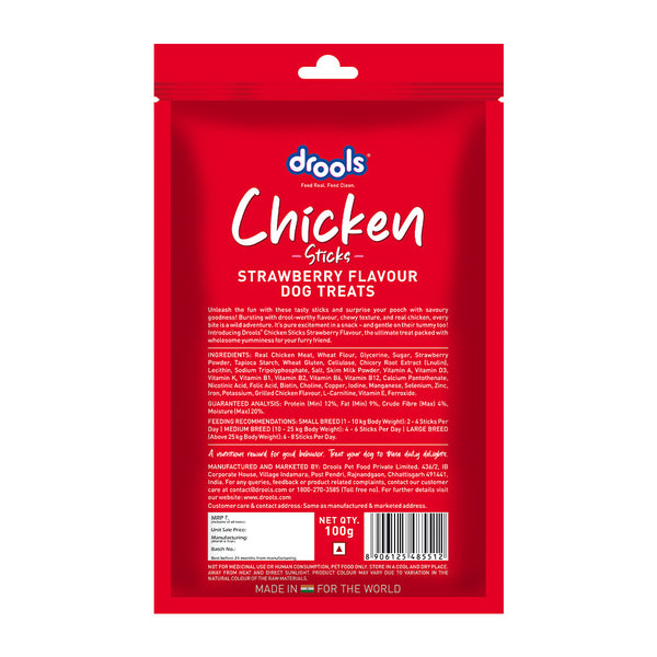 Drools Strawberry Flavour Chicken Sticks Treat for Dogs