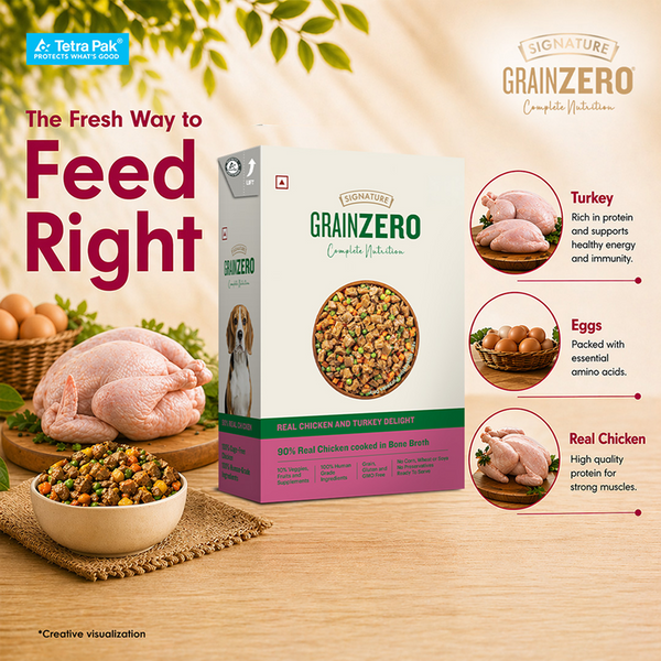 Signature Grain Zero Tetra Pack Real Chicken Turkey Dog Fresh Food