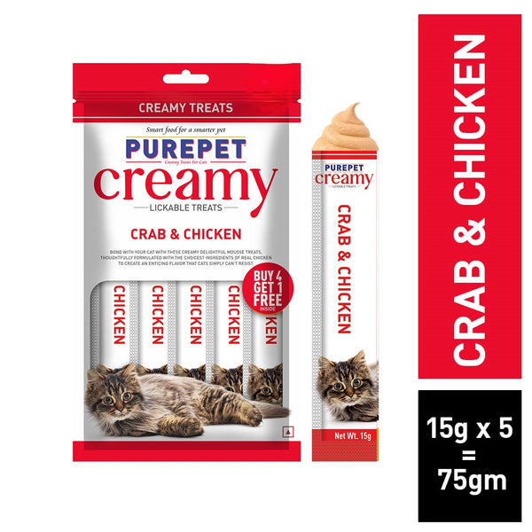 Purepet Crab and Chicken Lickable Creamy Treats for Cats