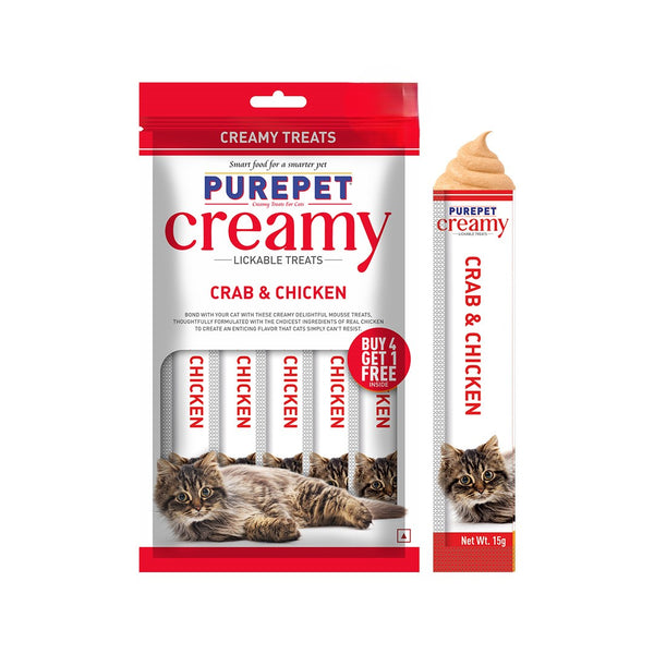 Purepet Crab and Chicken Lickable Creamy Treats for Cats