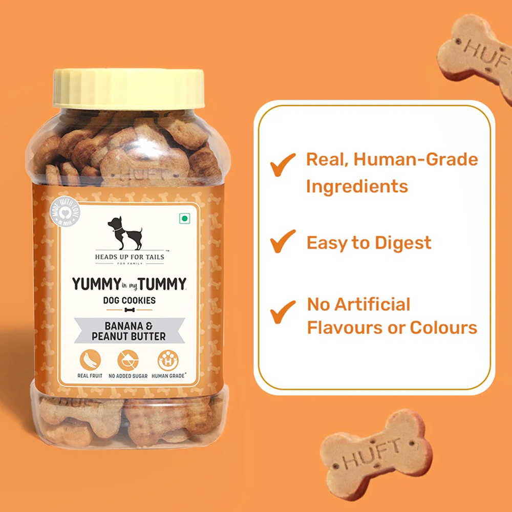 HUFT YIMT Banana and Peanut Butter Biscuits for Dogs Dog Treats + Others Heads Up for Tails
