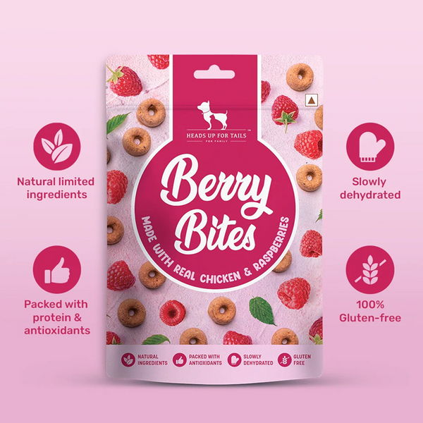 HUFT Berry Bites Gluten Free Real Chicken & Raspberries Dog Treats