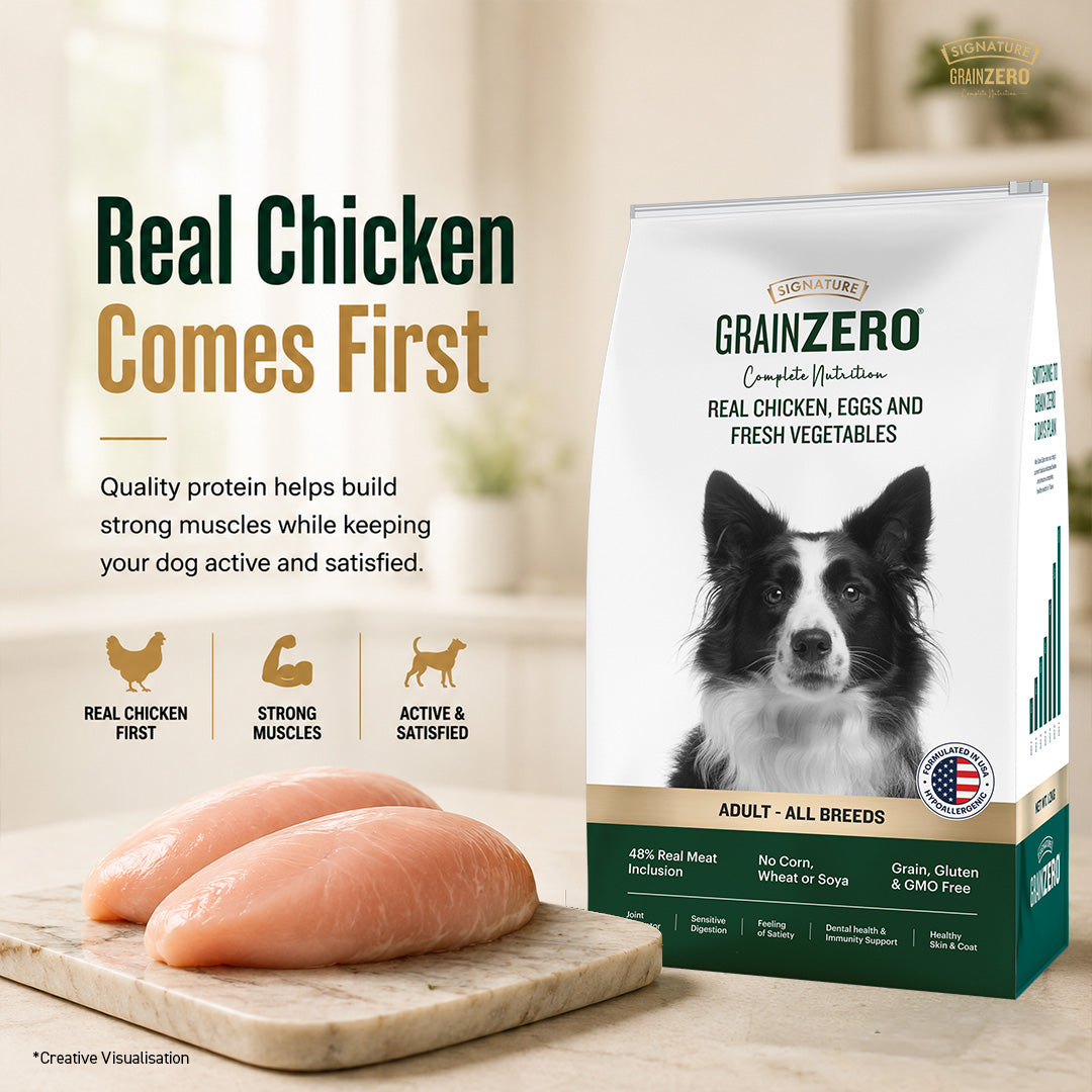 Signature Grain Zero Real Chicken, Egg and Vegetables Adult Dog Dry Food