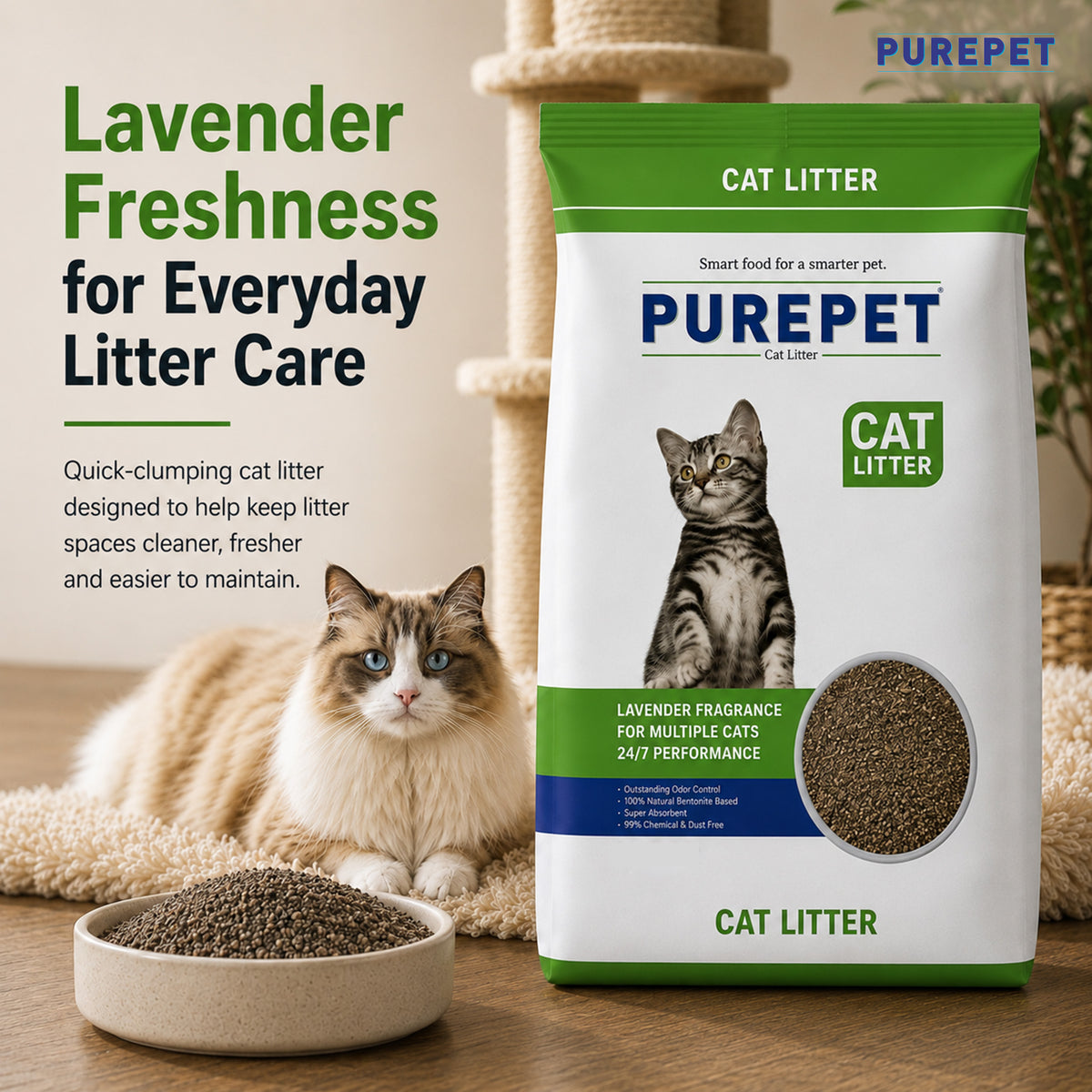 Purepet Lavender Scented Clumping Cat Litter Cats-Litter Purepet Litter