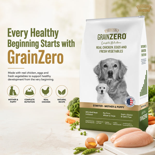 Signature Grain Zero Real Chicken, Egg and Vegetables Mother and Puppy Starter Dog Dry Food