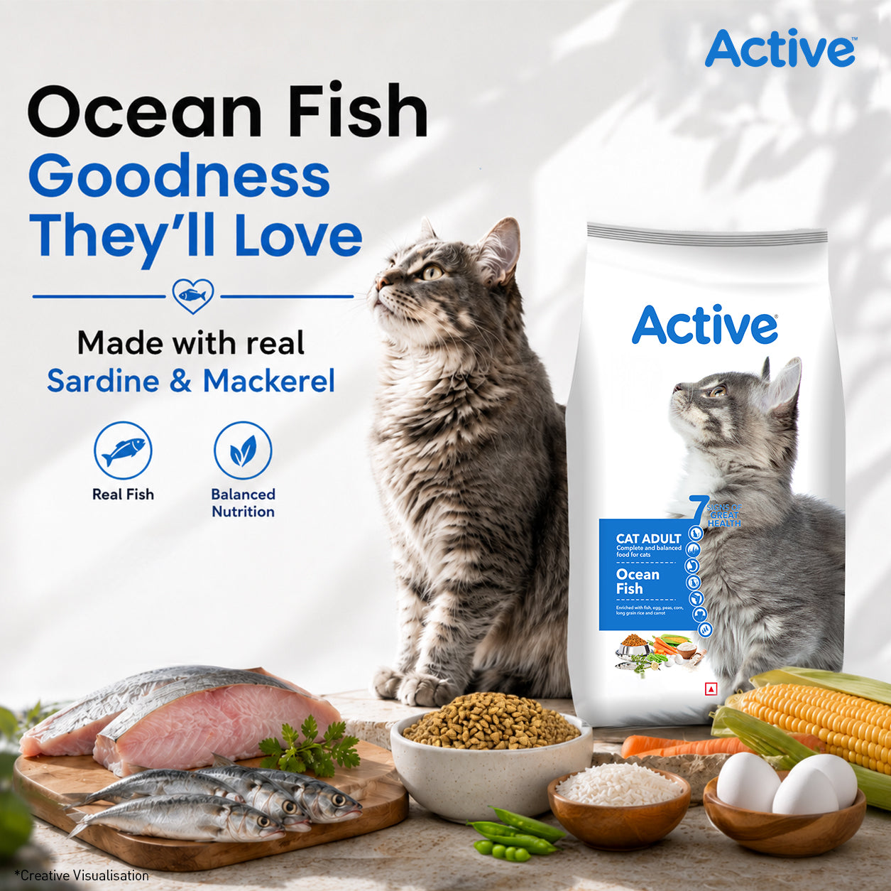 Active Ocean Fish Adult Cat Dry Food (Buy 1 Get 1) Cats- Dry food Active