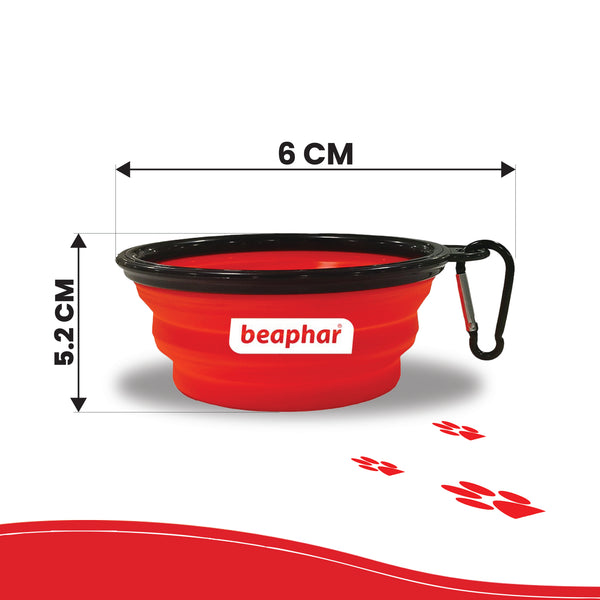 Beaphar Foldable Travel Silicon Bowl for Dogs and Cats (Red)