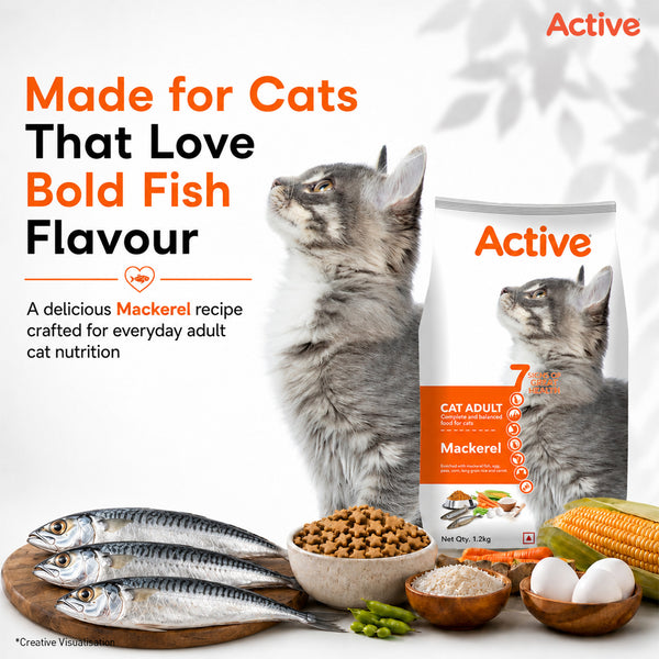 Active Mackerel Adult Cat Dry Food (Buy 1 Get 1)