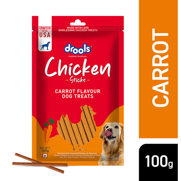Drools Carrot Flavour Chicken Sticks Treat for Dogs