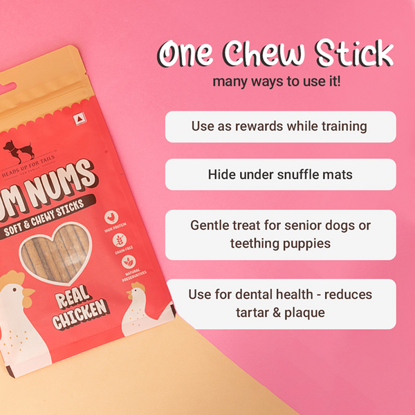 HUFT Yum Nums Real Chicken Soft & Chewy Sticks Dog Treats