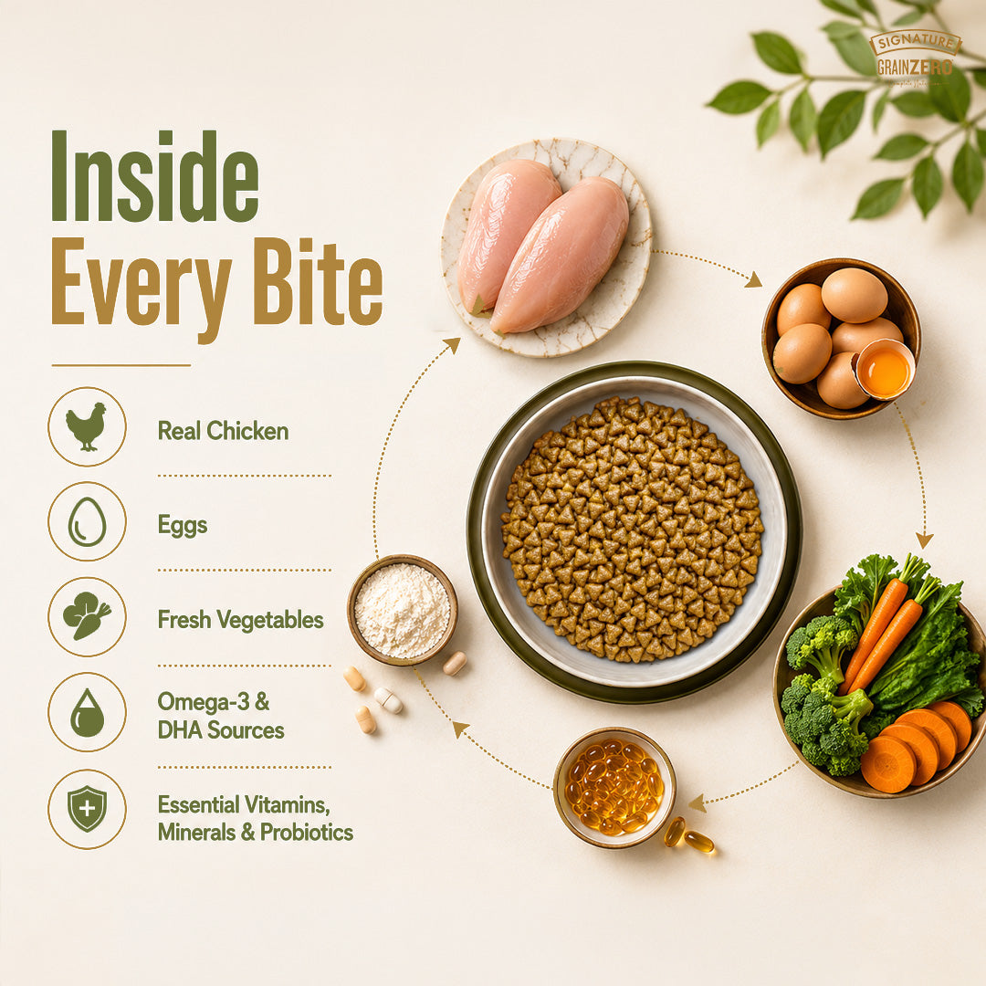 Signature Grain Zero Real Chicken, Egg and Vegetables Mother and Puppy Starter Dog Dry Food Dogs- Dry Food Signature