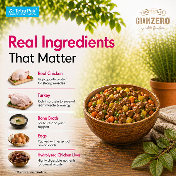 Signature Grain Zero Tetra Pack Real Chicken Turkey Dog Fresh Food