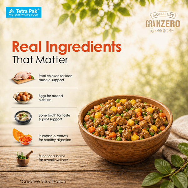 Signature Grain Zero Tetra Pack Real Chicken Egg & Pumpkin Dog Fresh Food