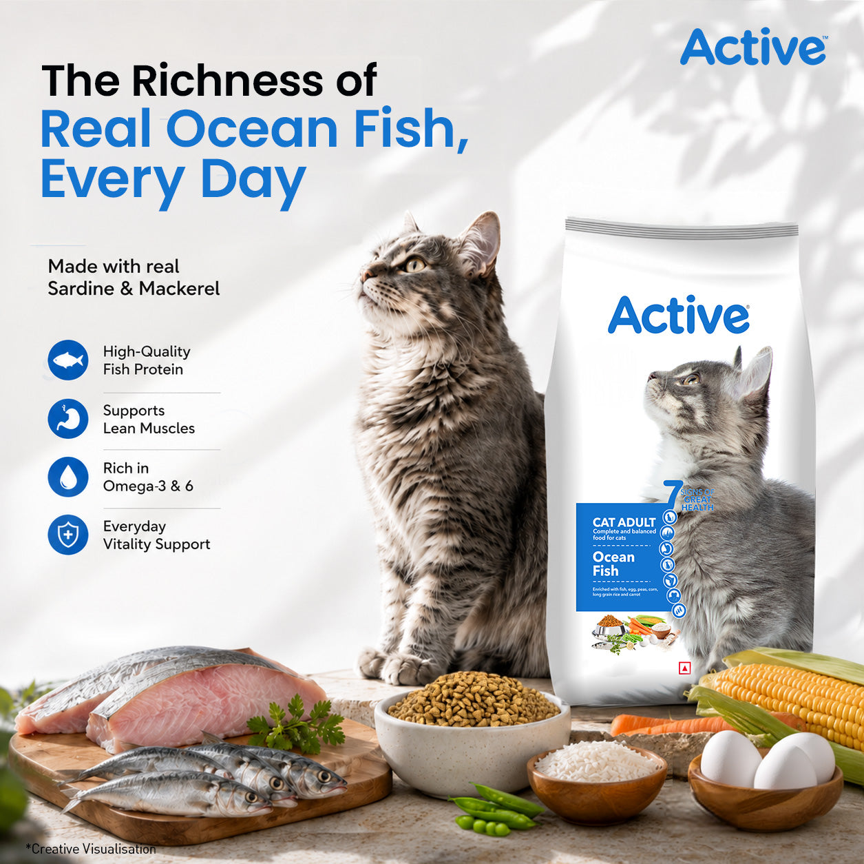 Active Ocean Fish Adult Cat Dry Food (Buy 1 Get 1) Cats- Dry food Active