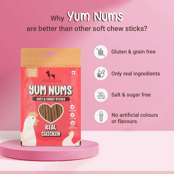 HUFT Yum Nums Real Chicken Soft & Chewy Sticks Dog Treats