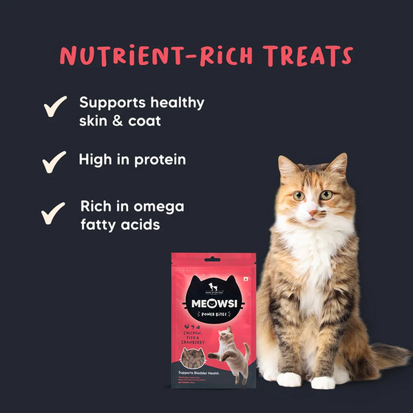 HUFT Meowsi Grain Free Chicken, Fish & Cranberry Power Bites Cat Treats