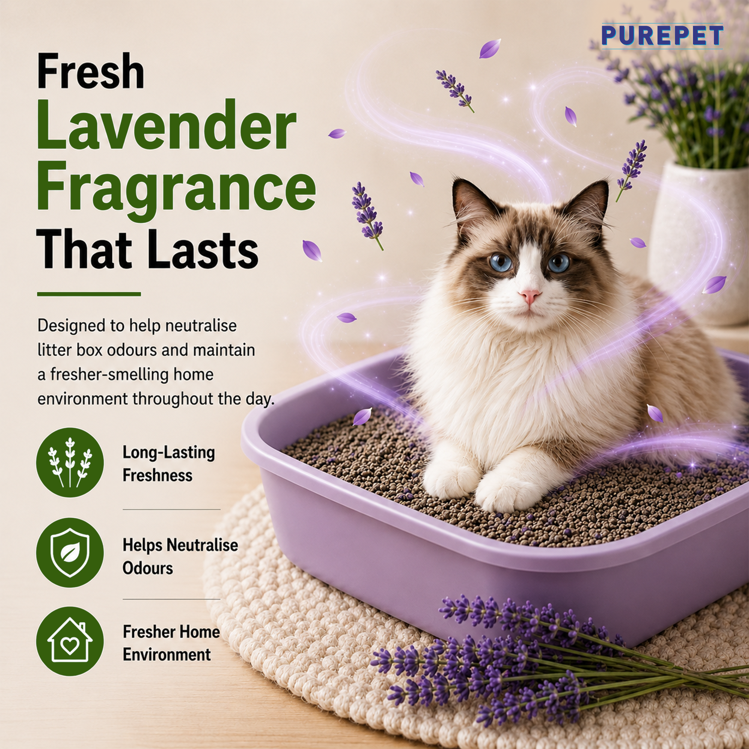 Purepet Lavender Scented Clumping Cat Litter Cats-Litter Purepet Litter