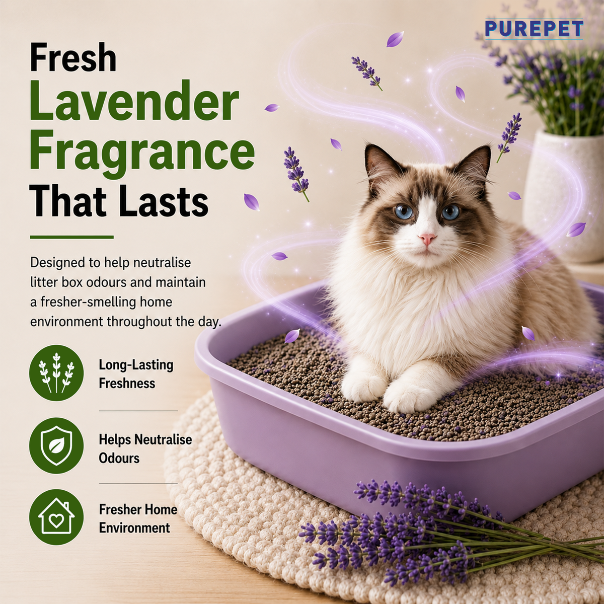 Purepet Lavender Scented Clumping Cat Litter Cats-Litter Purepet Litter