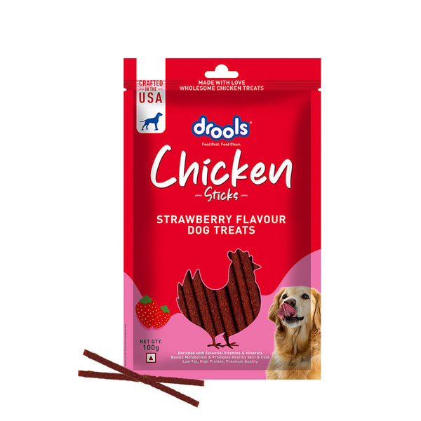 Drools Strawberry Flavour Chicken Sticks Treat for Dogs