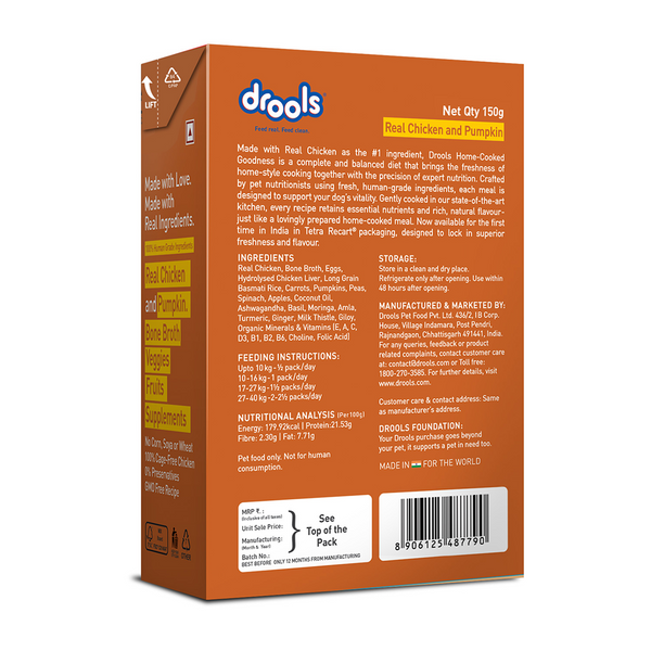 Drools Tetra Pack Real Chicken Pumpkin Dog Fresh Food