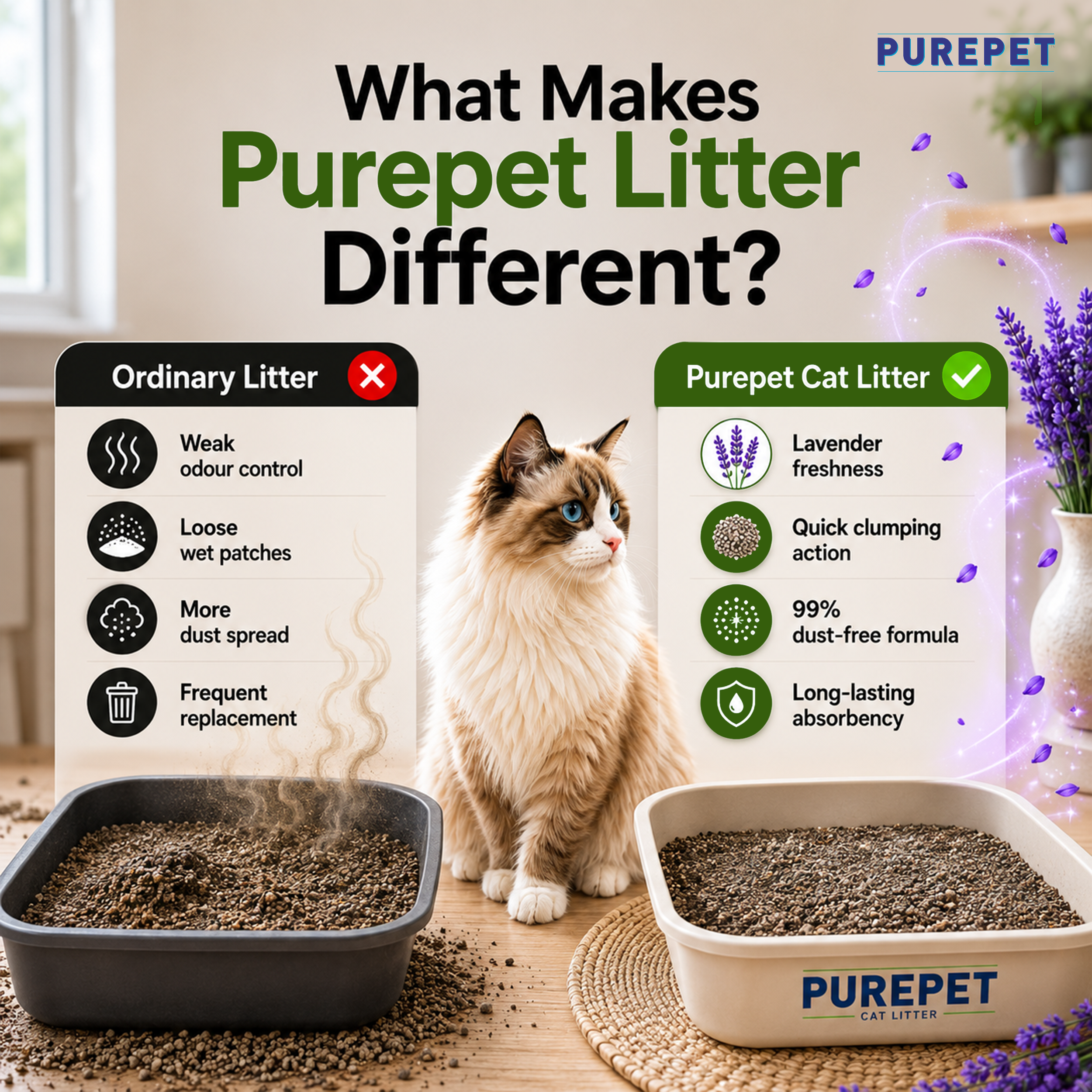 Purepet Lavender Scented Clumping Cat Litter Cats-Litter Purepet Litter