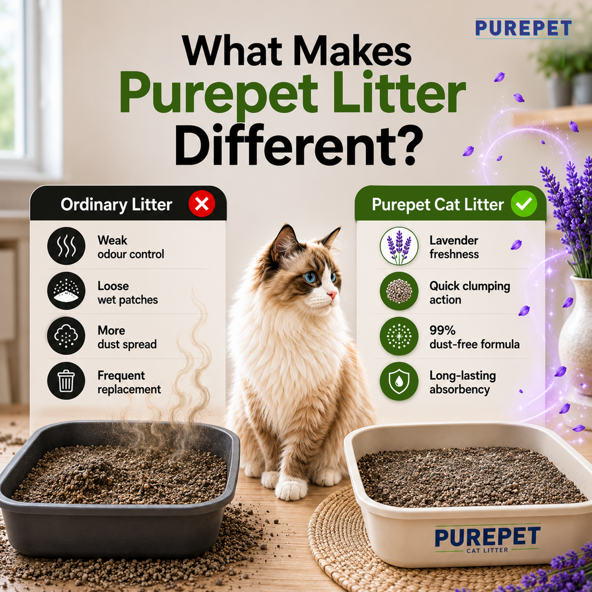 Purepet Lavender Scented Clumping Cat Litter Cats-Litter Purepet Litter