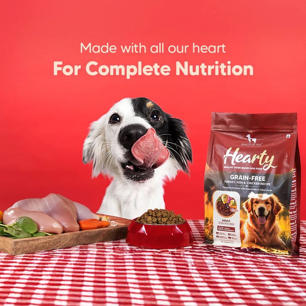 HUFT Hearty Oven Baked Grain Free Turkey, Fish & Chicken with Superfood Adult Dog Dry Food Dogs- Dry Food Heads Up for Tails