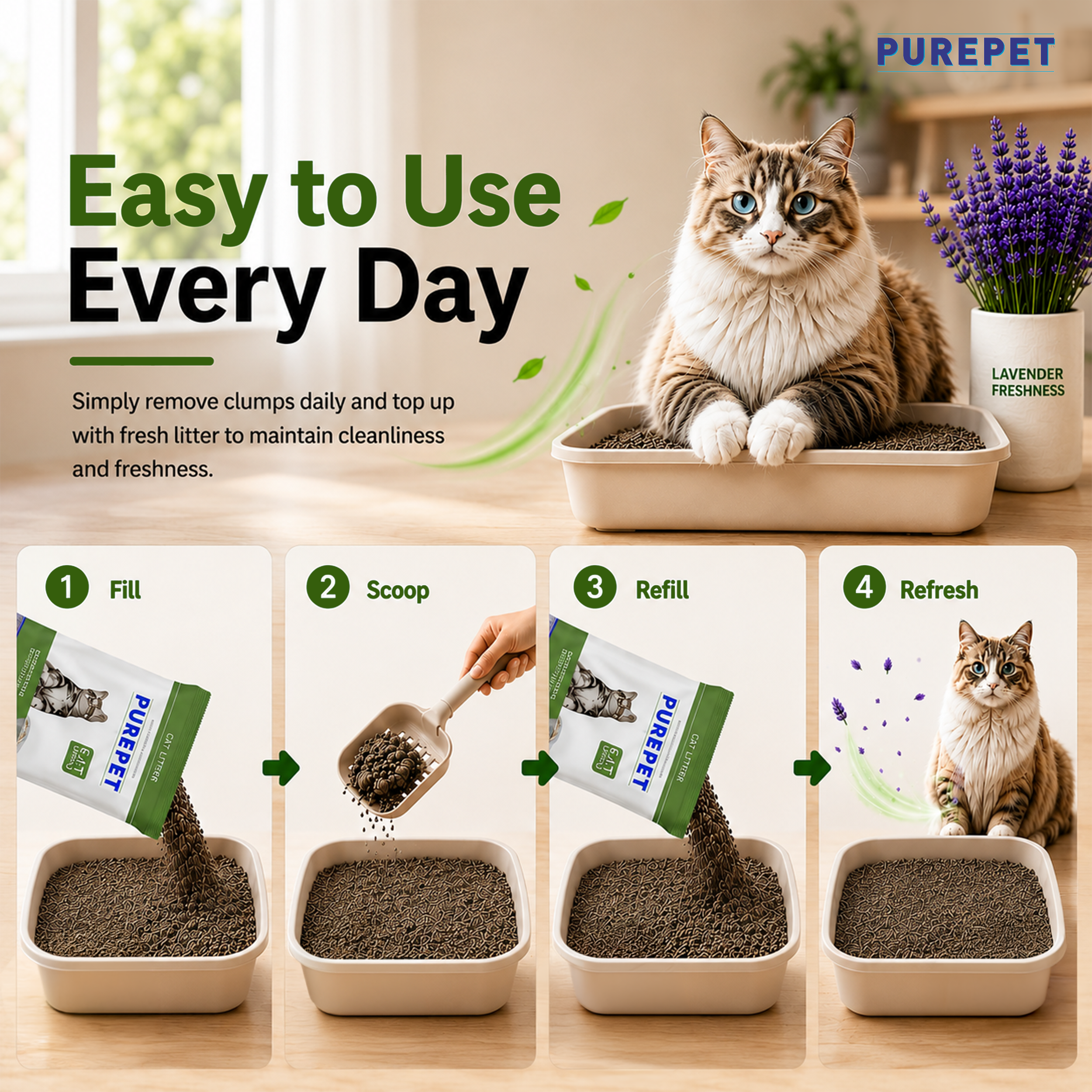 Purepet Lavender Scented Clumping Cat Litter Cats-Litter Purepet Litter