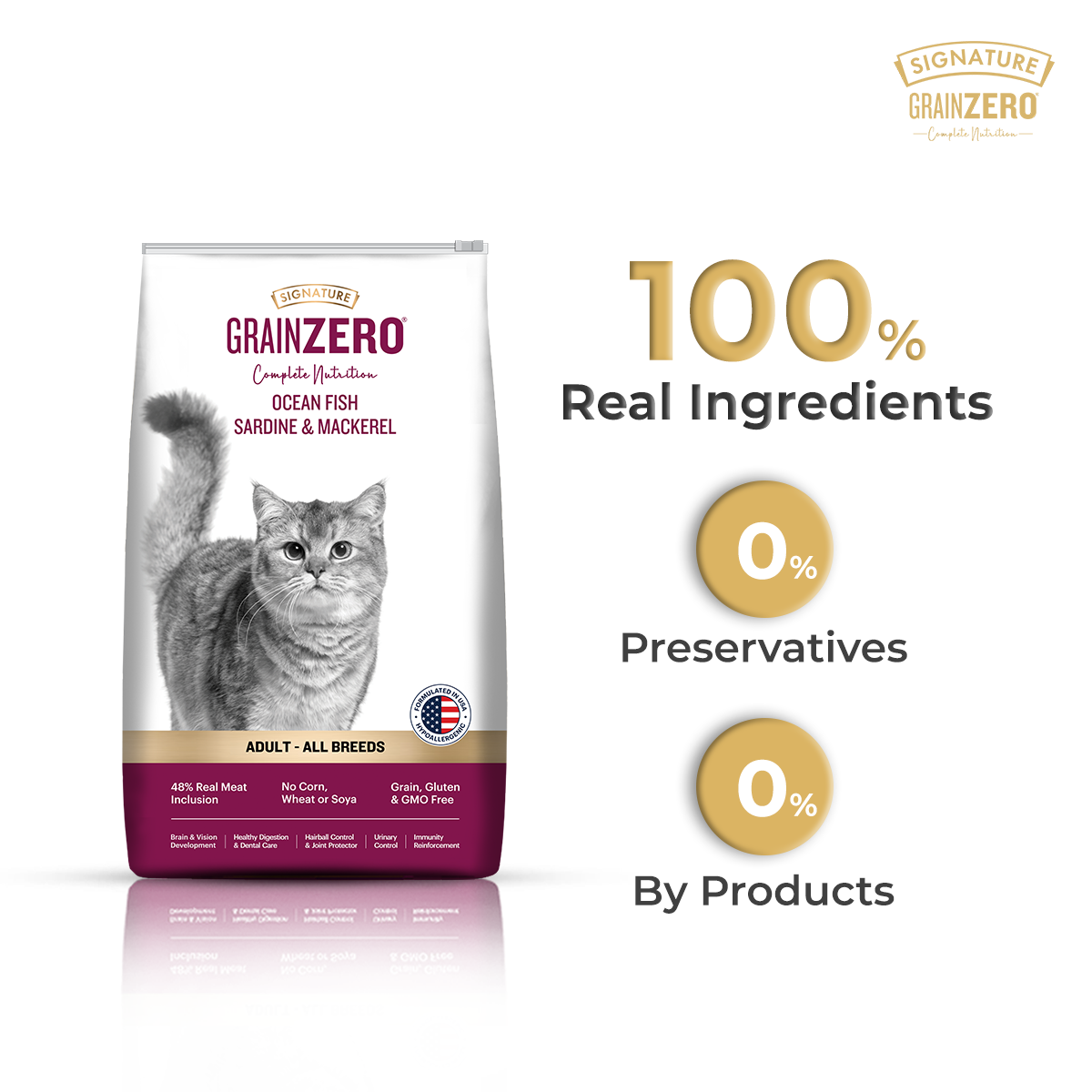 Signature Grain Zero Ocean Fish, Sardine and Mackerel Adult Cat Dry Food Cats- Dry food Signature