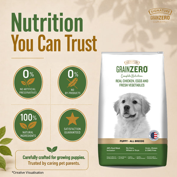 Signature Grain Zero Real Chicken, Egg and Vegetables Puppy Dog Dry Food