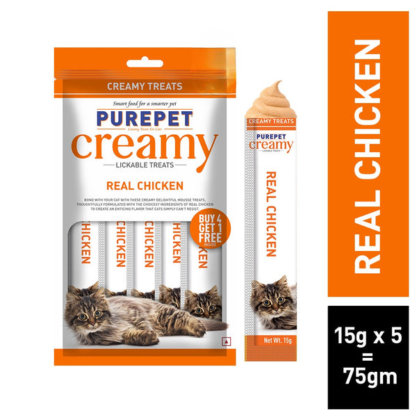 Purepet Real Chicken Lickable Creamy Treats for Cats