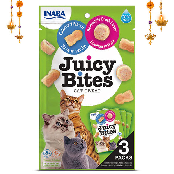 INABA Juicy Bites Homestyle Broth and Calamari Flavoured Cat Treats