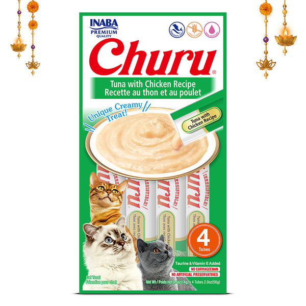 INABA Churu Tuna with Chicken Recipe Creamy Cat Treats