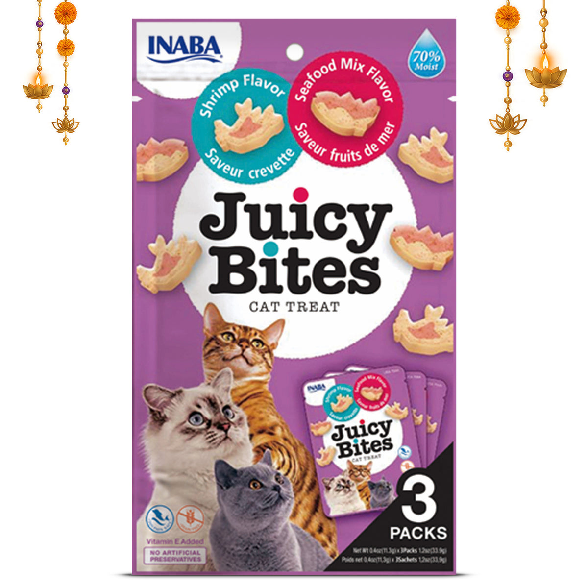 INABA Juicy Bites Shrimp and Seafood Mix Flavoured Cat Treats Cats-Treats & Others INABA