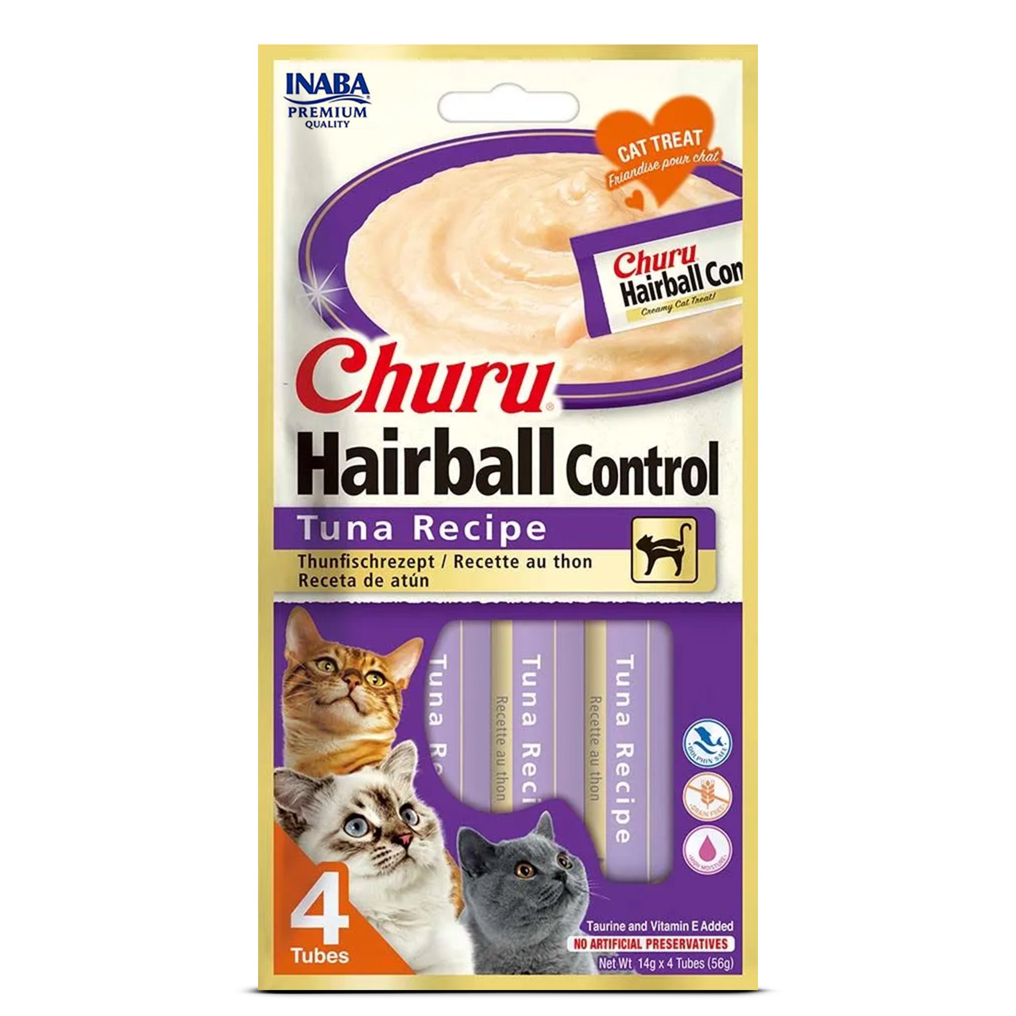 INABA Churu Hairball Tuna Recipe Creamy Cat Treats Cats-Treats & Others INABA 56g(4pcs)