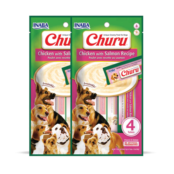 INABA Churu Chicken with Salmon Recipe Creamy Dog Treats