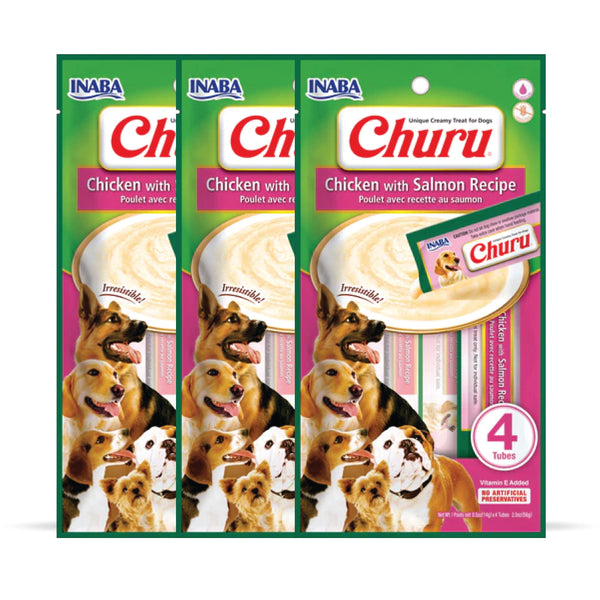 INABA Churu Chicken with Salmon Recipe Creamy Dog Treats