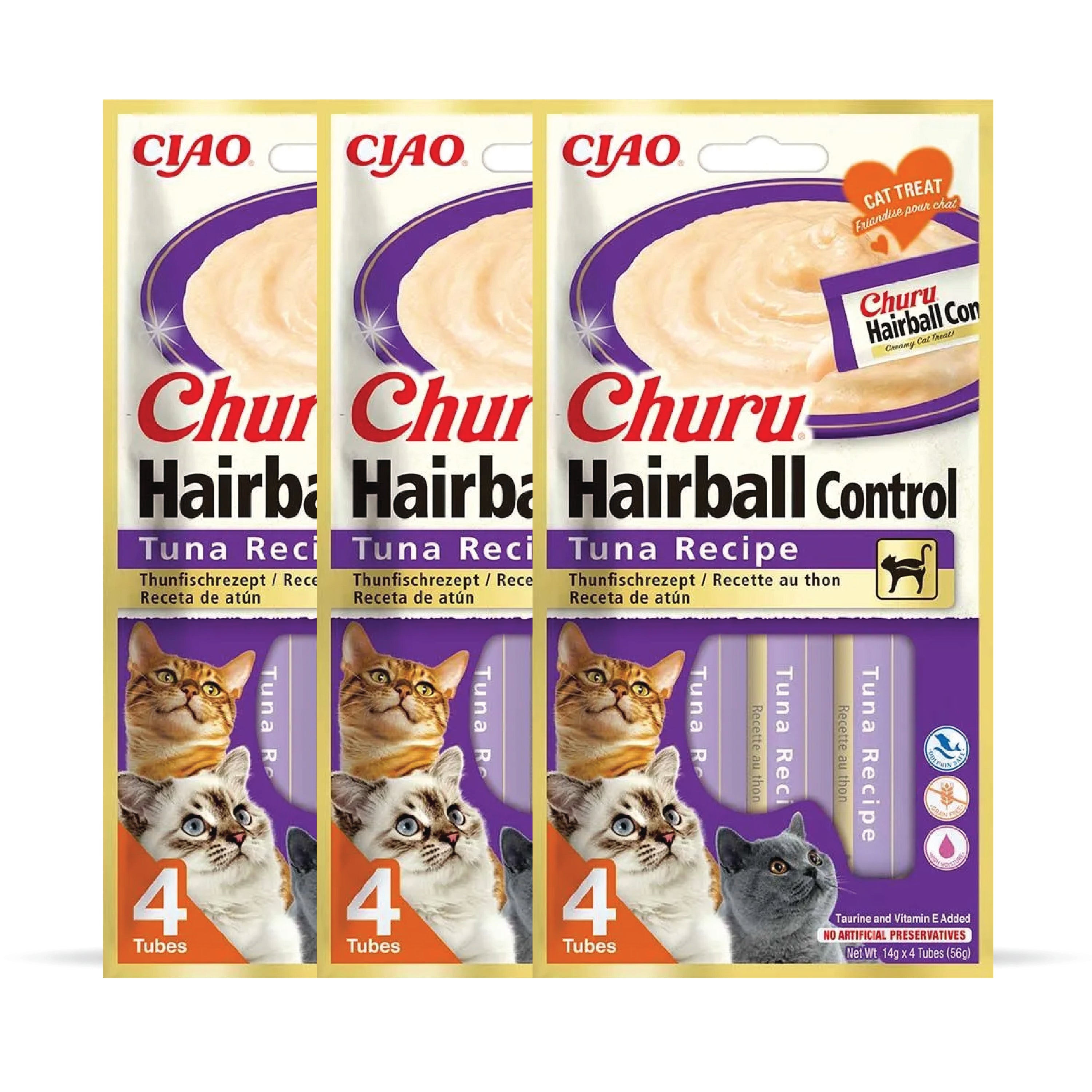 INABA Churu Hairball Tuna Cat Treats Cats-Treats & Others INABA 3x56g(4pcs)