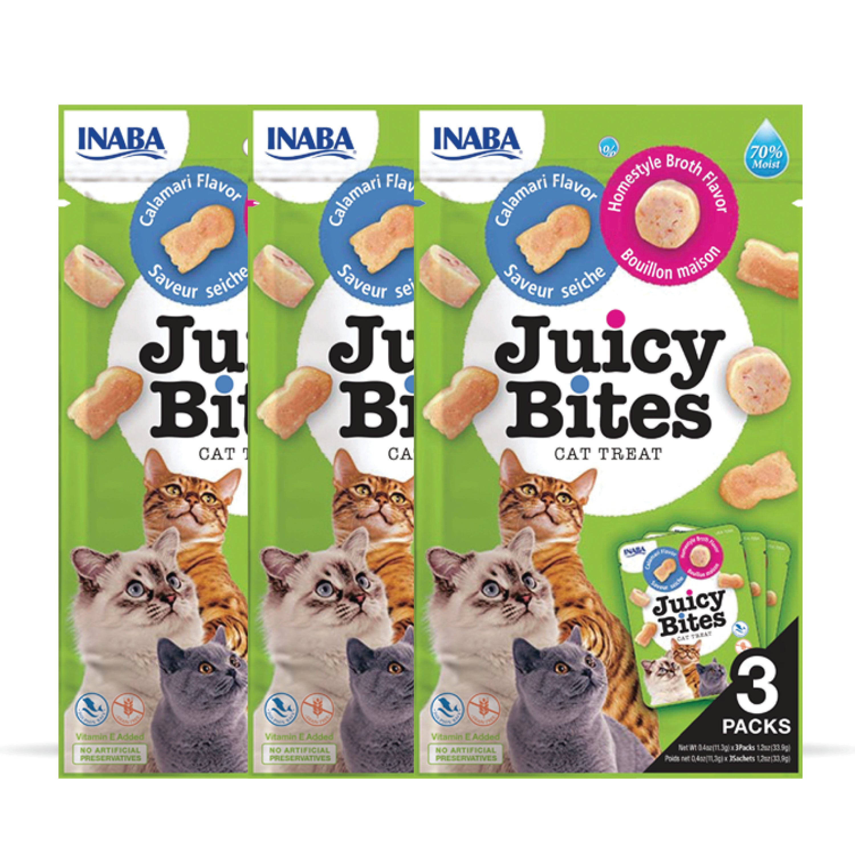 INABA Juicy Bites Homestyle Broth and Calamari Flavoured Cat Treats Cats-Wet Food INABA 3x34g