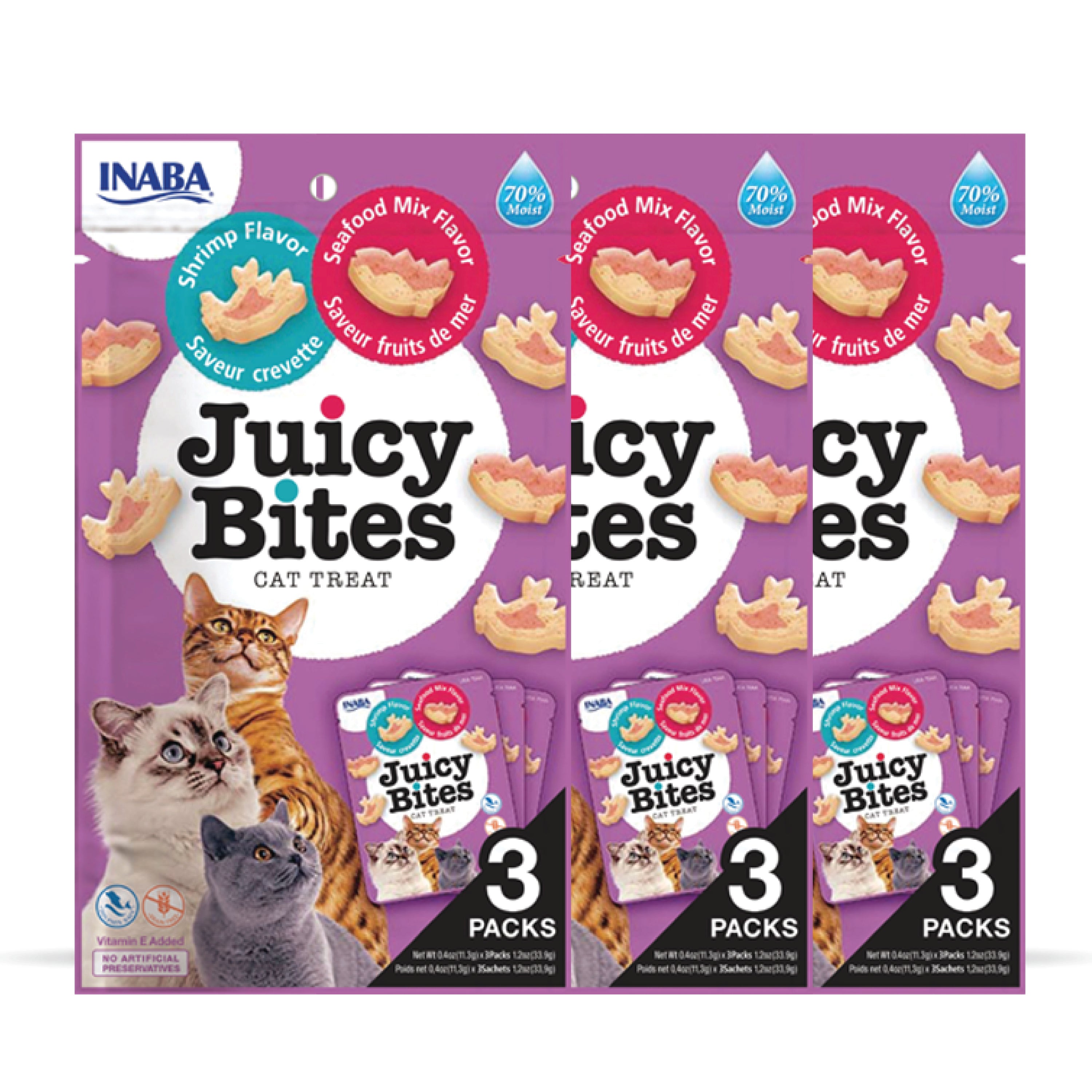 INABA Juicy Bites Shrimp and Seafood Mix Flavoured Cat Treats Cats-Treats & Others INABA 3x34g