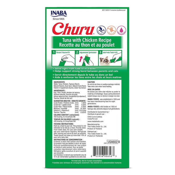INABA Churu Tuna with Chicken Recipe Creamy Cat Treats